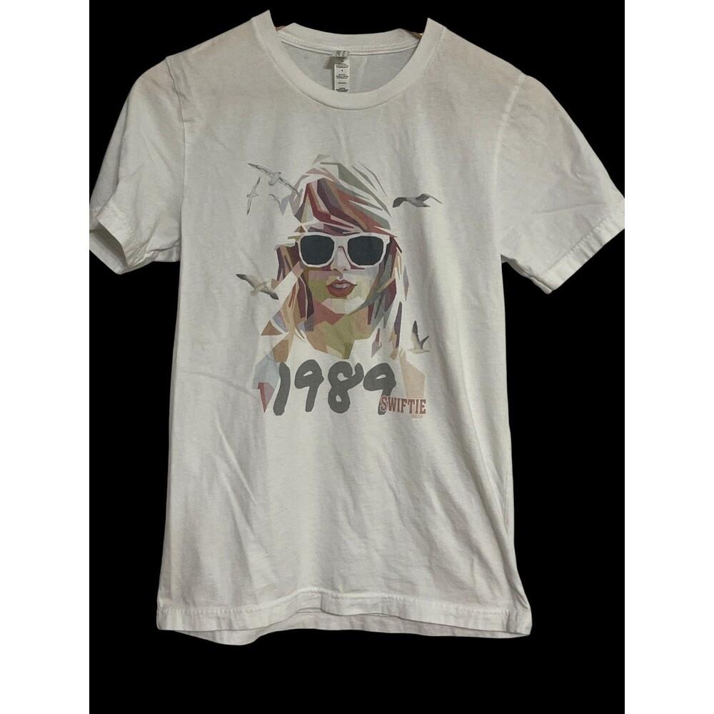 Taylor Swift 1989 Era Swiftie Printed White Graphic T Shirt Men's S 100% Cotton